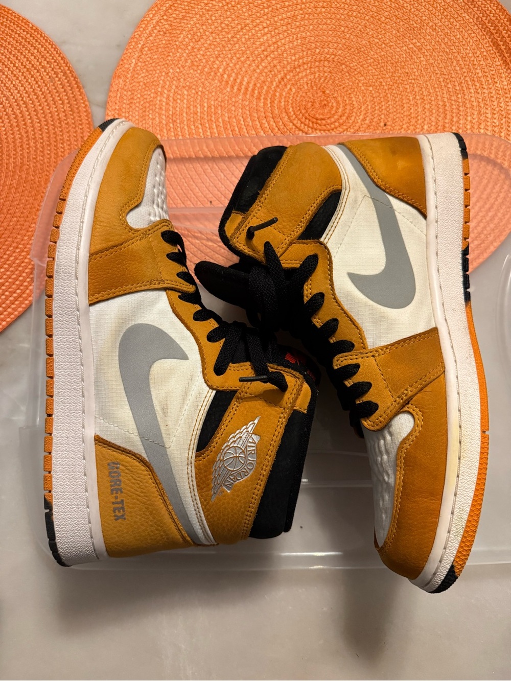 Nike Orange White Black High-Top Sneakers